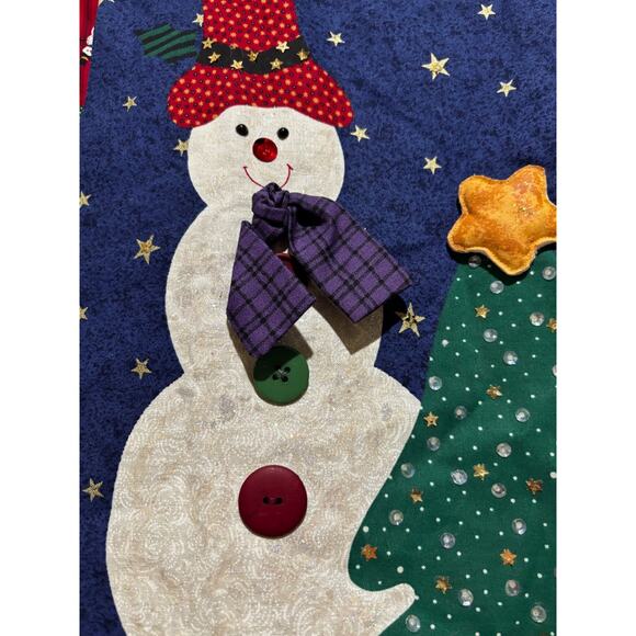 Handmade Vintage Christmas One Size Vest Stitched Santa Snowman 3D Quilted - Picture 7 of 10